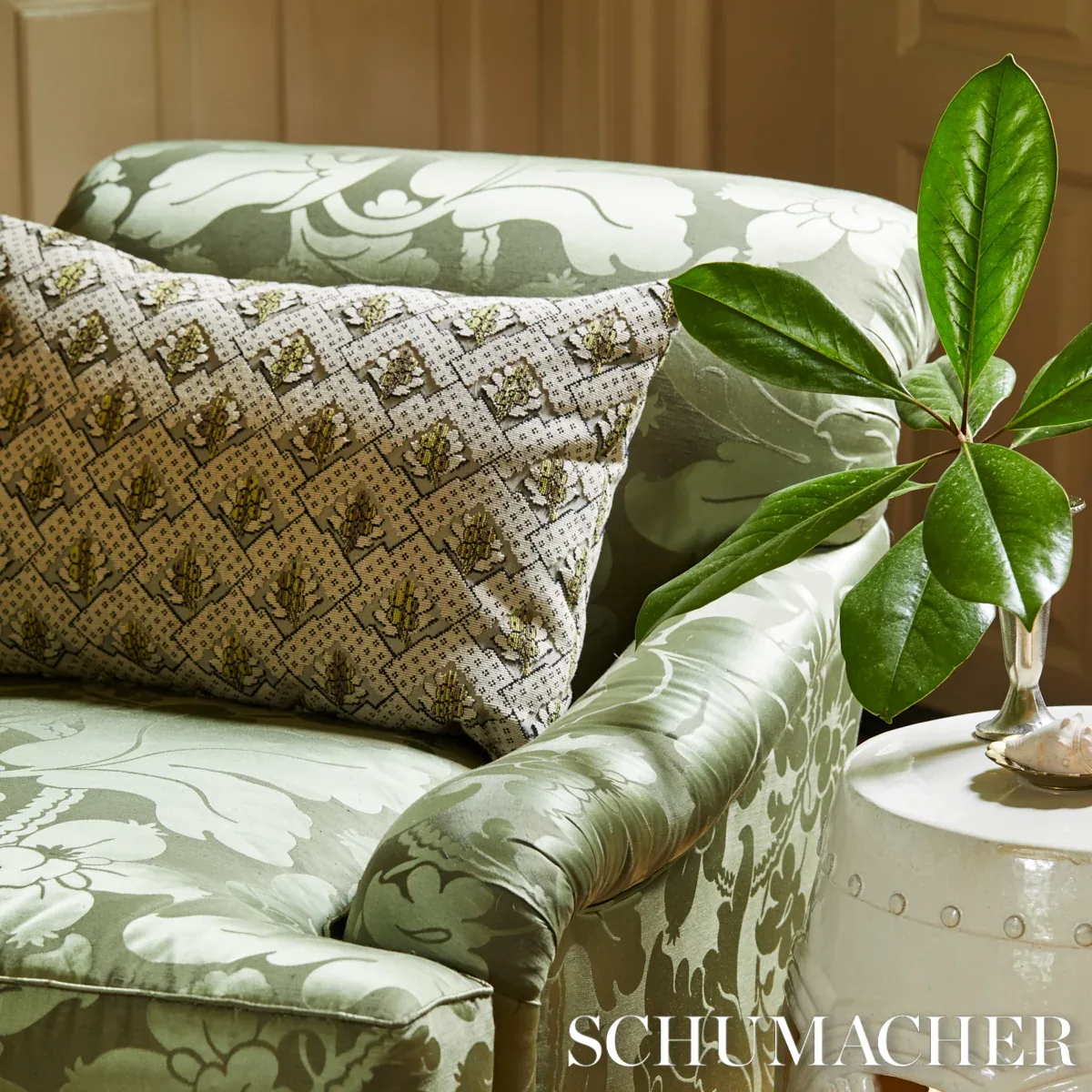 DANDRIDGE DAMASK fabric MAGNOLIA color by Schumacher