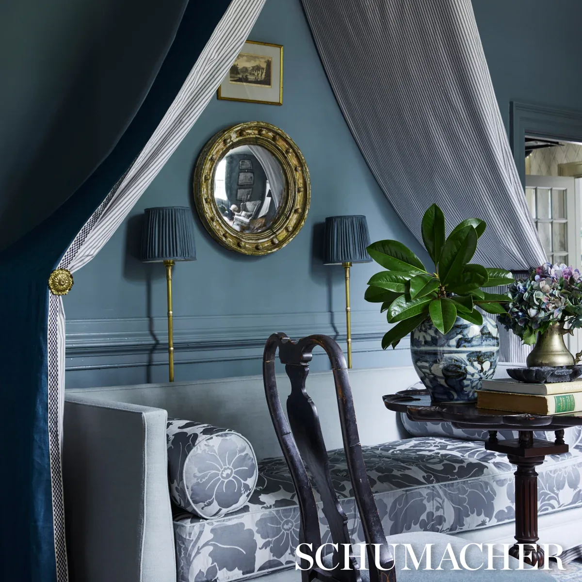 DANDRIDGE DAMASK fabric PALACE SLATE color by Schumacher