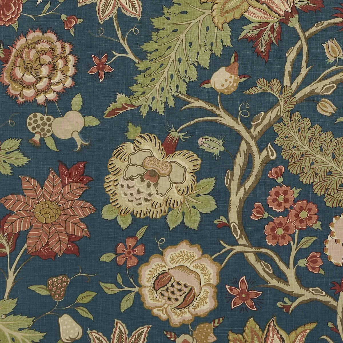 DARSY TREE OF LIFE fabric PEACOCK color by Schumacher