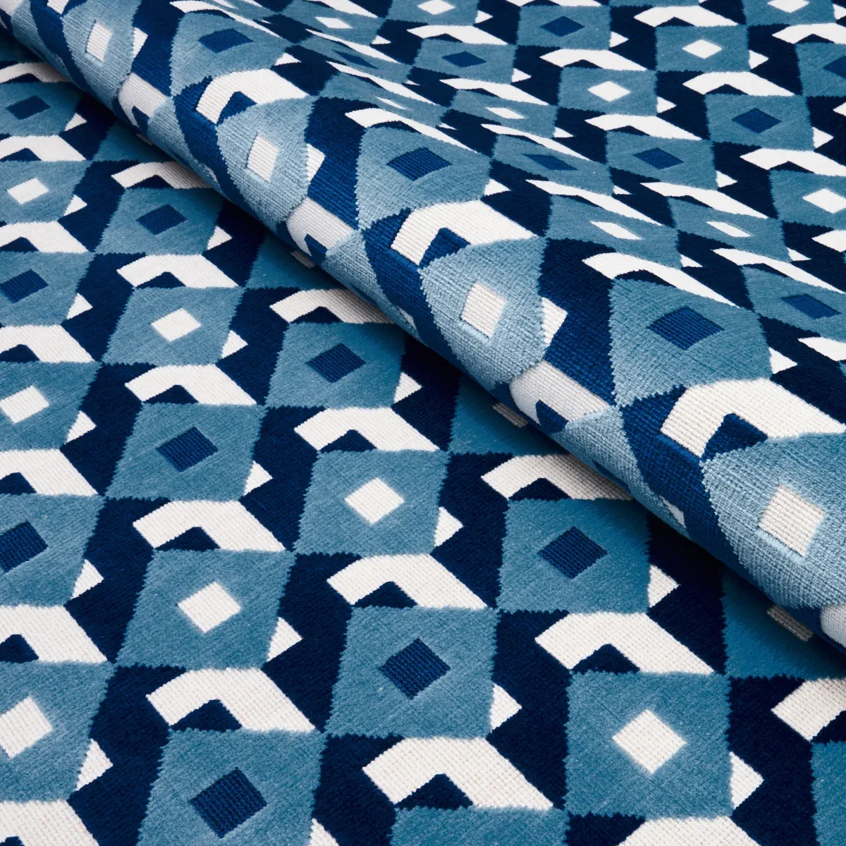 DAZZLE SHIP VELVET Fabric – AZURE | Schumacher | Wallpaper T DAZZLE SHIP VELVET fabric AZURE color by Schumacher