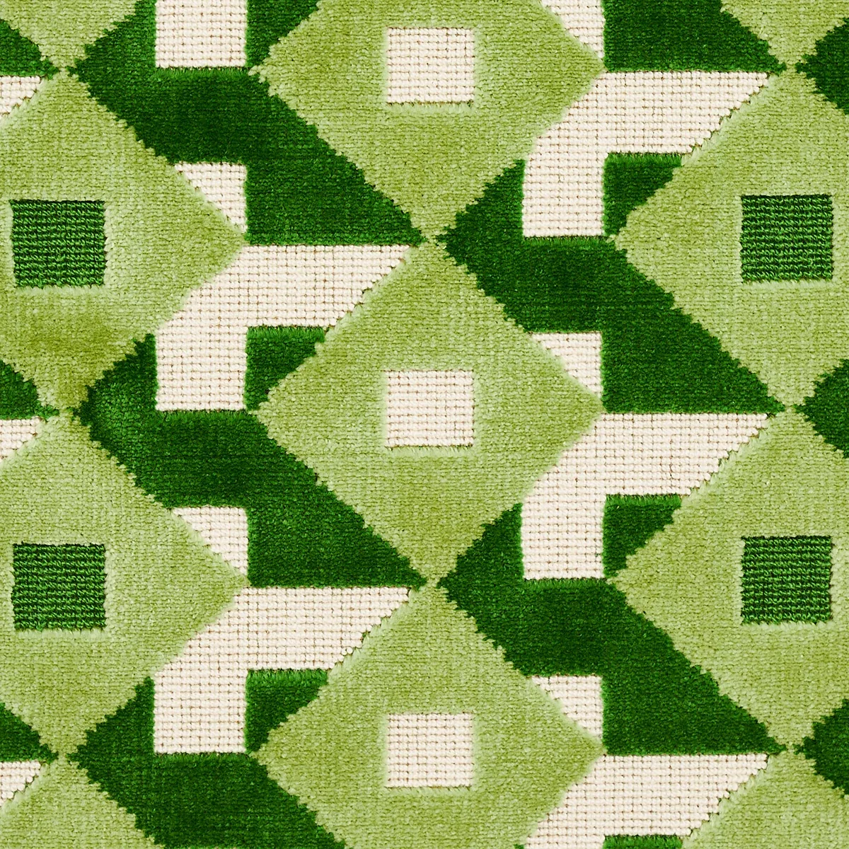 DAZZLE SHIP VELVET fabric VERDANT color by Schumacher