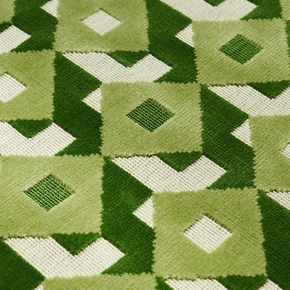 DAZZLE SHIP VELVET fabric VERDANT color by Schumacher