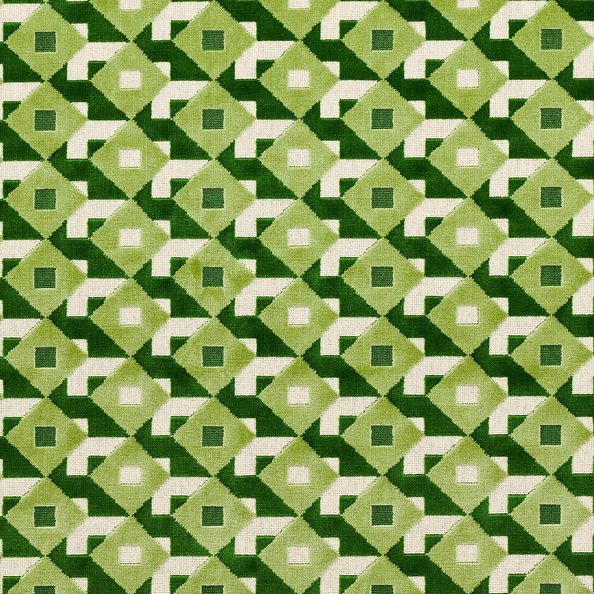 DAZZLE SHIP VELVET fabric VERDANT color by Schumacher