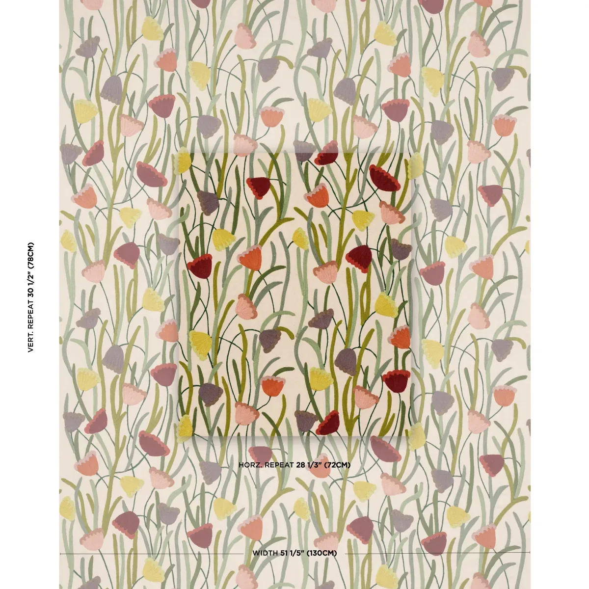 DECO FLOWER EMBROIDERY Fabric – MULTI | Schumacher | Wallpap DECO FLOWER EMBROIDERY fabric MULTI color by Schumacher