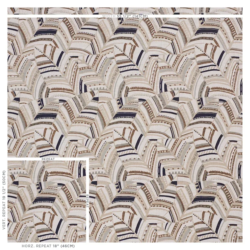 DECO LEAVES Fabric – NEUTRAL | Schumacher | Wallpaper Twins DECO LEAVES fabric NEUTRAL color by Schumacher