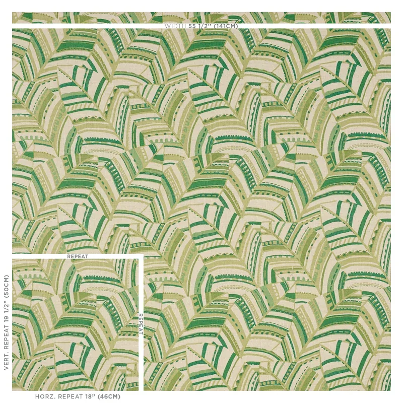 DECO LEAVES fabric PALM color by Schumacher