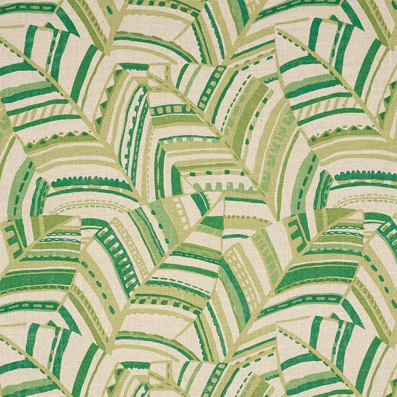 DECO LEAVES fabric PALM color by Schumacher