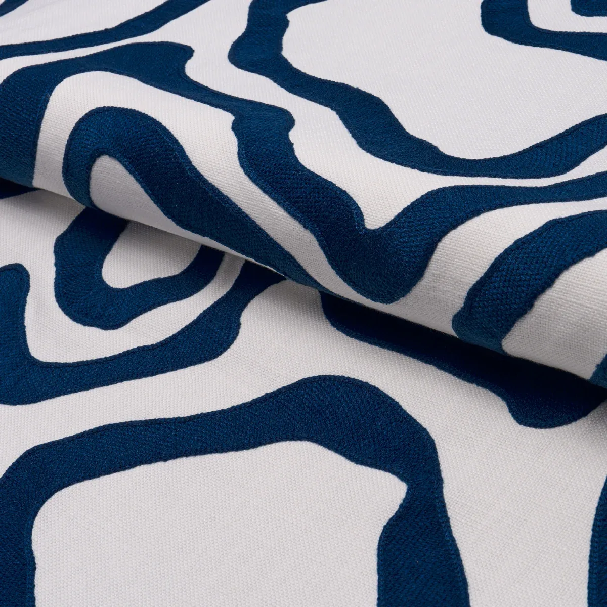 DEFEO EMBROIDERY Fabric – INDIGO | Schumacher | Wallpaper Tw DEFEO EMBROIDERY fabric INDIGO color by Schumacher