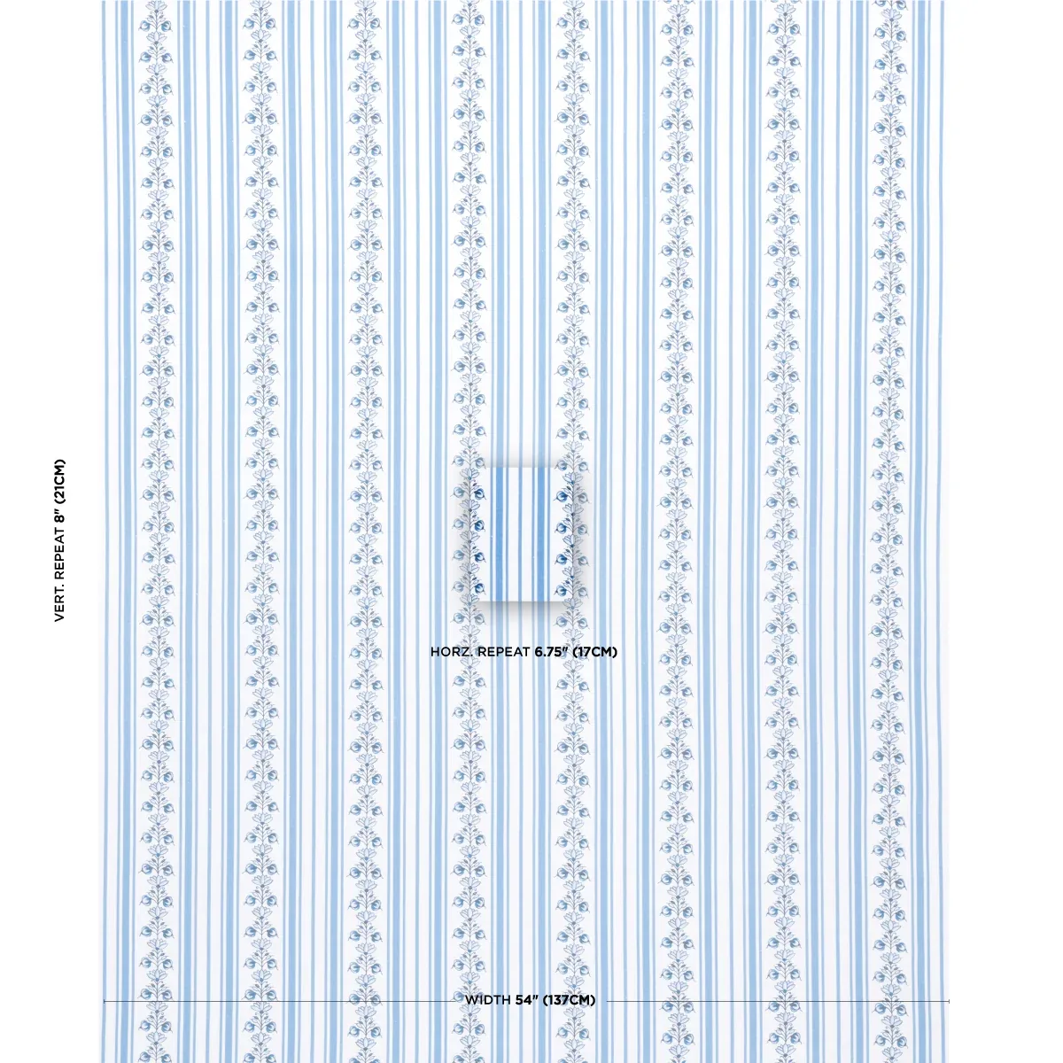 DELFT STRIPE Fabric – CORNFLOWER BLUE | Schumacher | Wallpap DELFT STRIPE fabric CORNFLOWER BLUE color by Schumacher