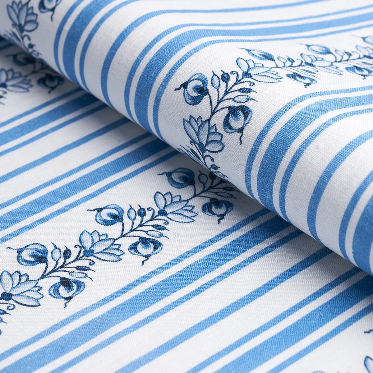 DELFT STRIPE Fabric – CORNFLOWER BLUE | Schumacher | Wallpap DELFT STRIPE fabric CORNFLOWER BLUE color by Schumacher