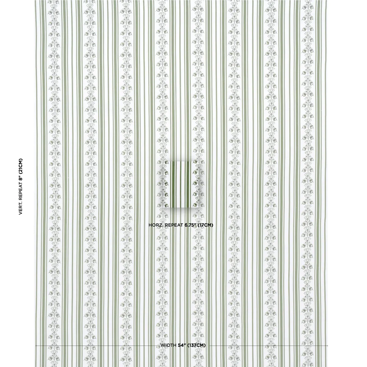 DELFT STRIPE Fabric – GREEN | Schumacher | Wallpaper Twins DELFT STRIPE fabric GREEN color by Schumacher
