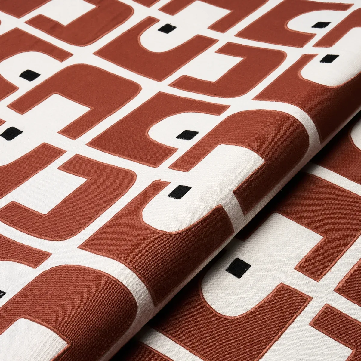 DEN APPLIQUÉ fabric CLAY color by Schumacher