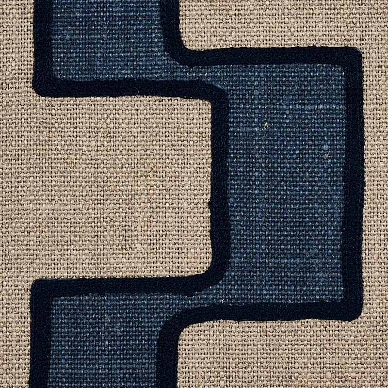 DIXON EMBROIDERED PRINT LINEN Fabric – BLUE | Schumacher | W DIXON EMBROIDERED PRINT LINEN fabric BLUE color by Schumacher