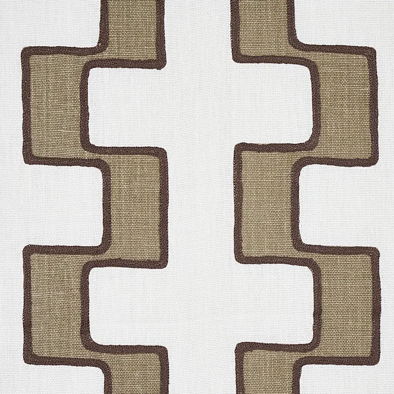 DIXON EMBROIDERED PRINT LINEN fabric NEUTRAL color by Schumacher