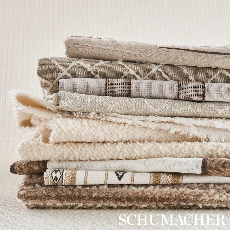 DIXON EMBROIDERED PRINT LINEN fabric NEUTRAL color by Schumacher