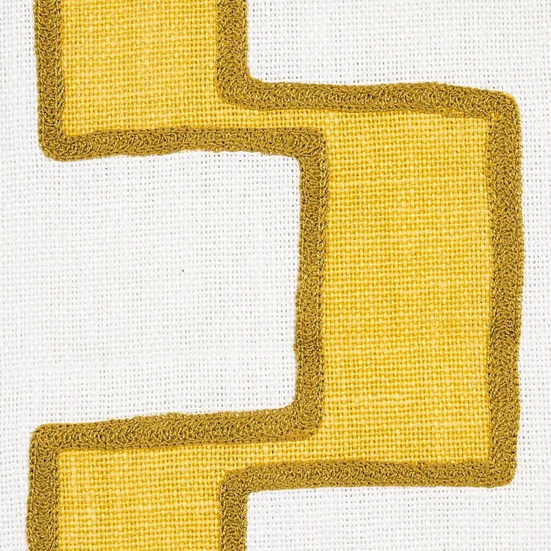 DIXON EMBROIDERED PRINT LINEN Fabric – YELLOW | Schumacher | DIXON EMBROIDERED PRINT LINEN fabric YELLOW color by Schumacher