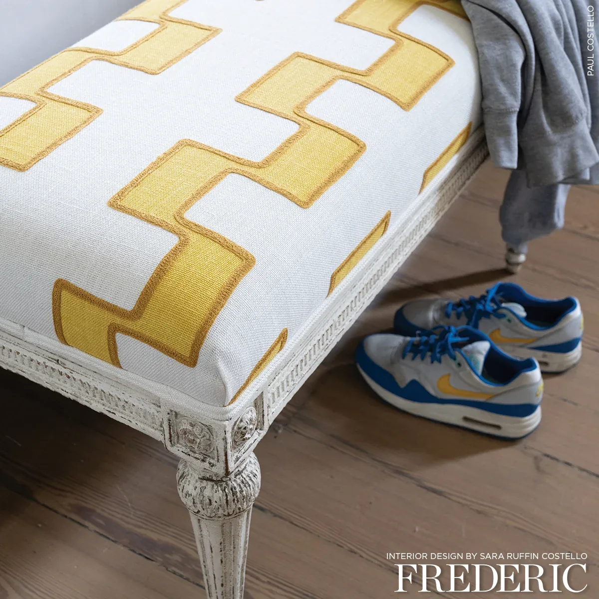 DIXON EMBROIDERED PRINT LINEN Fabric – YELLOW | Schumacher | DIXON EMBROIDERED PRINT LINEN fabric YELLOW color by Schumacher
