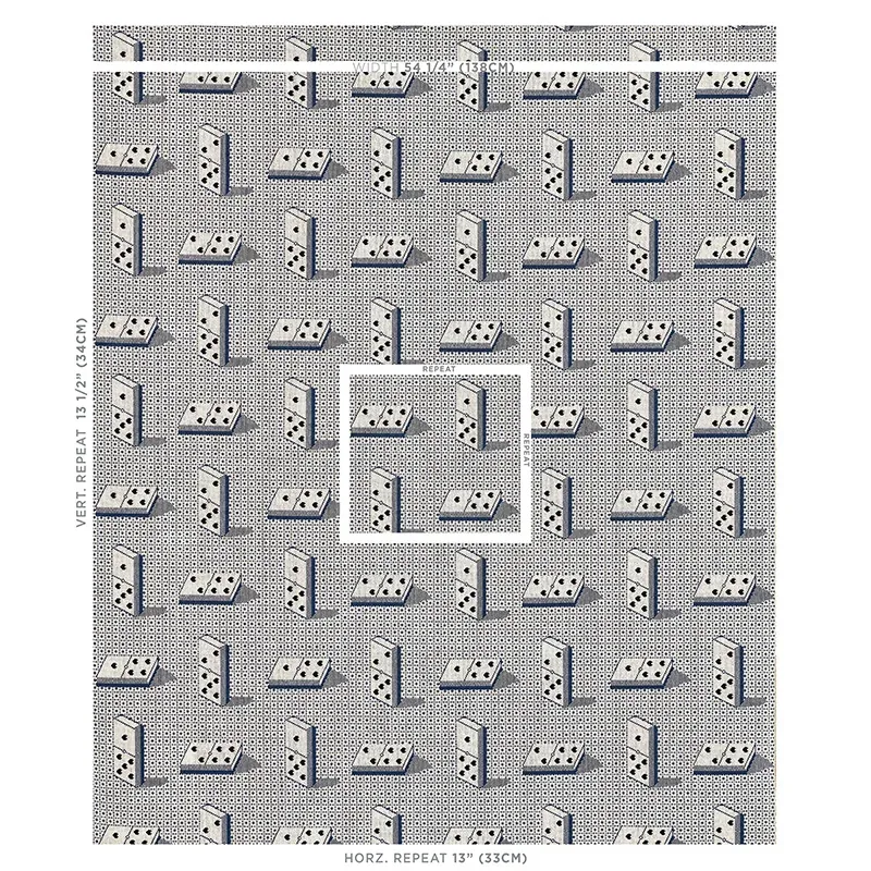 DOMINO ÉPINGLÉ fabric BLUE color by Schumacher