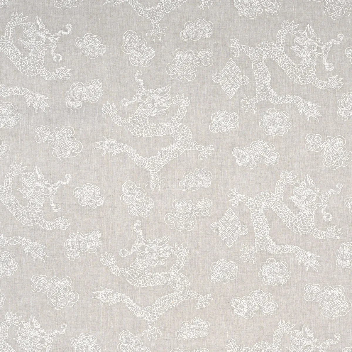 DRAGON EMBROIDERY fabric IVORY ON NATURAL color by Schumacher