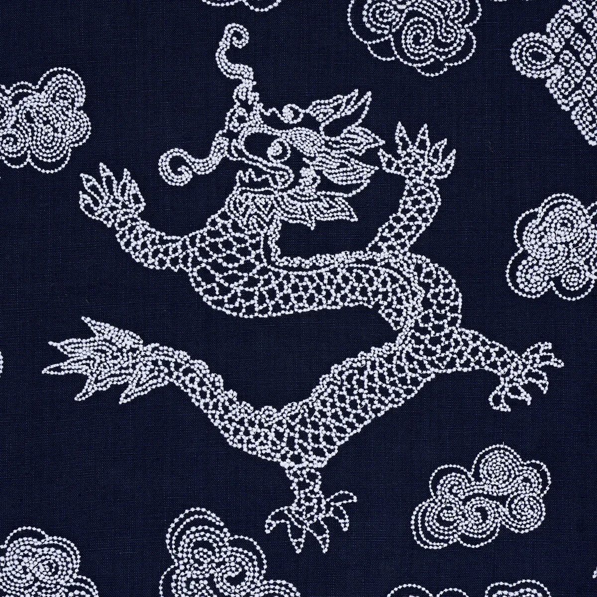 DRAGON EMBROIDERY Fabric – NAVY | Schumacher | Wallpaper Twi DRAGON EMBROIDERY fabric NAVY color by Schumacher
