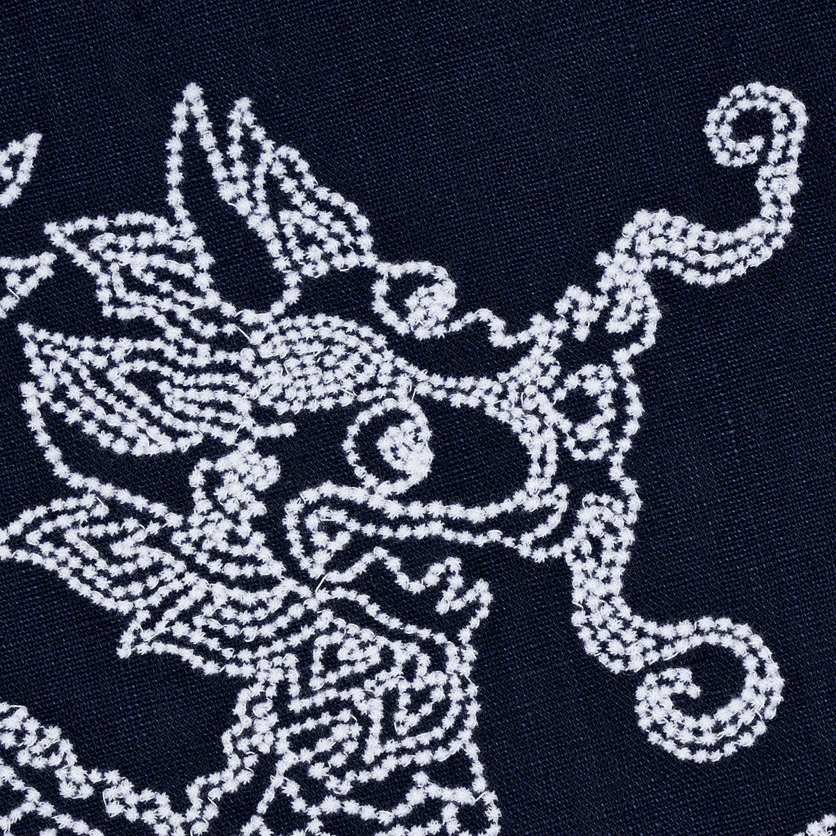 DRAGON EMBROIDERY Fabric – NAVY | Schumacher | Wallpaper Twi DRAGON EMBROIDERY fabric NAVY color by Schumacher