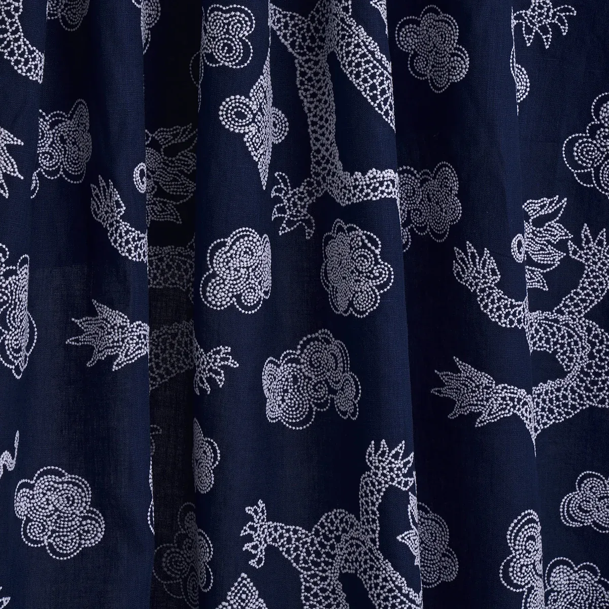 DRAGON EMBROIDERY Fabric – NAVY | Schumacher | Wallpaper Twi DRAGON EMBROIDERY fabric NAVY color by Schumacher
