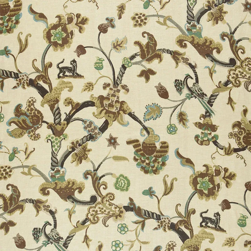 EASTBURY MANOR PRINT fabric MOONSTONE color by Schumacher