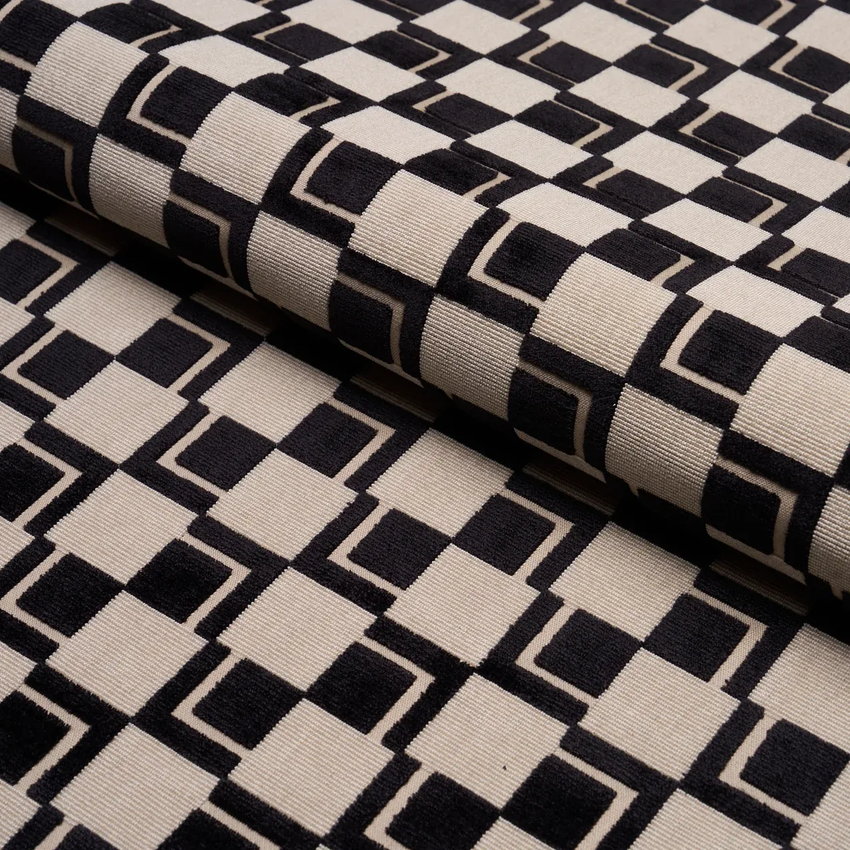 EDISON VELVET Fabric – NOIR | Schumacher | Wallpaper Twins EDISON VELVET fabric NOIR color by Schumacher