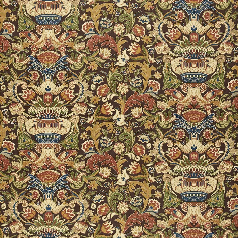 EGERTON TAPESTRY PRINT fabric UMBER color by Schumacher