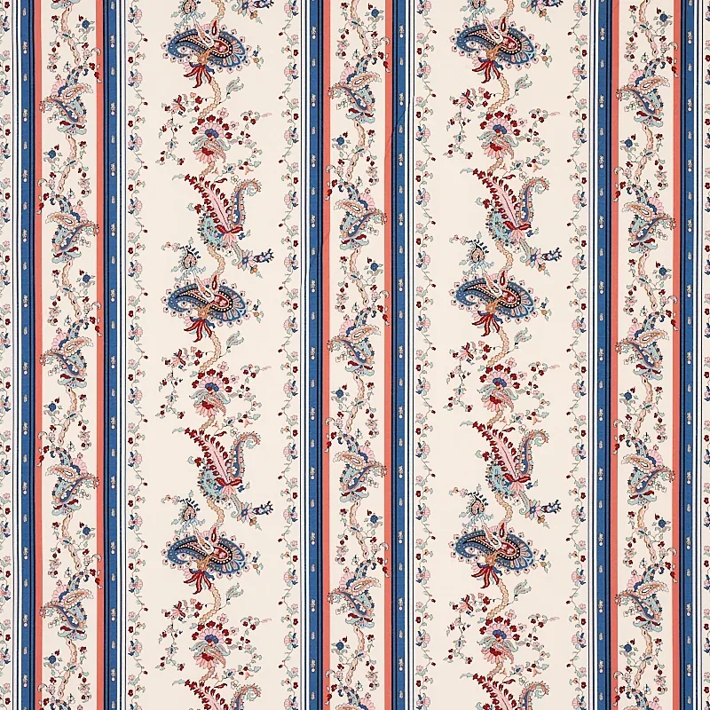 ELENA PAISLEY STRIPE fabric BLUE color by Schumacher