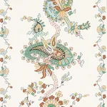 ELENA PAISLEY STRIPE fabric GREEN color by Schumacher