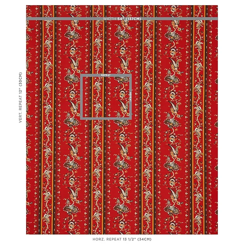 ELENA PAISLEY STRIPE Fabric – POMPEII | Schumacher | Wallpap ELENA PAISLEY STRIPE fabric POMPEII color by Schumacher