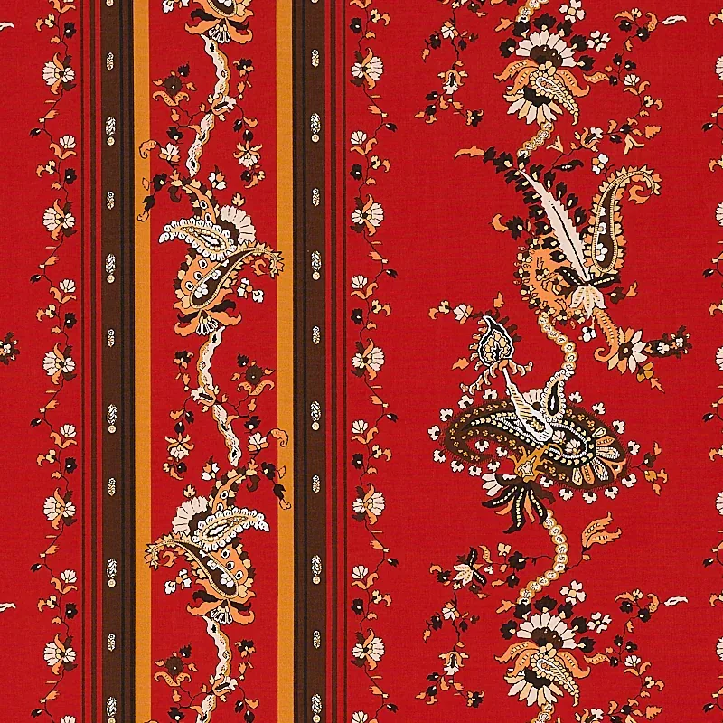 ELENA PAISLEY STRIPE Fabric – POMPEII | Schumacher | Wallpap ELENA PAISLEY STRIPE fabric POMPEII color by Schumacher