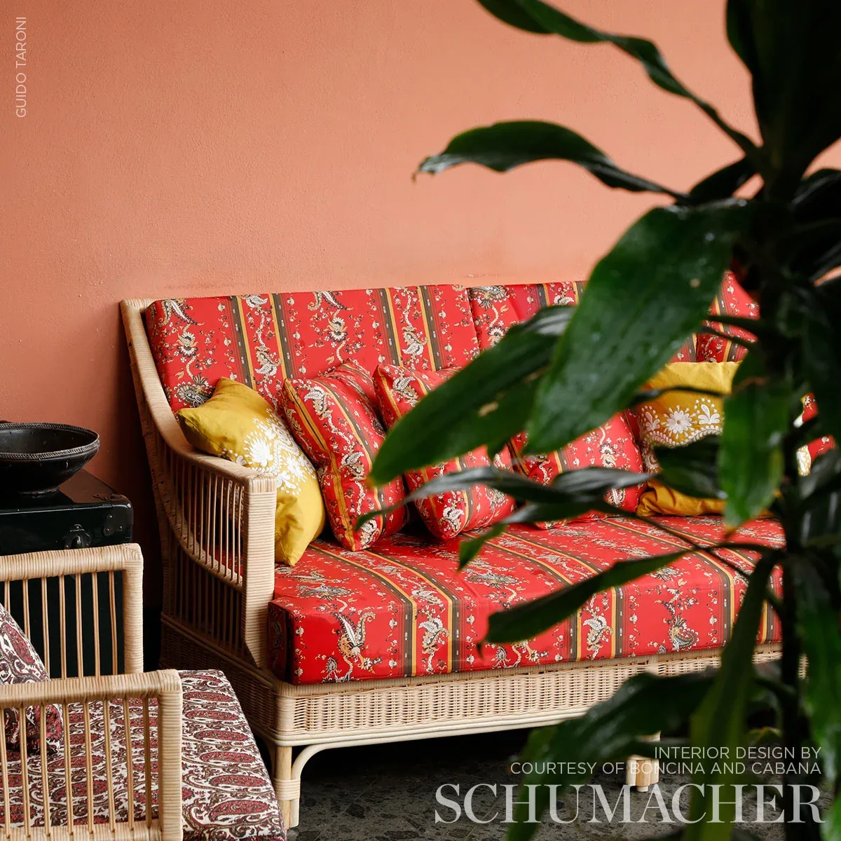 ELENA PAISLEY STRIPE Fabric – POMPEII | Schumacher | Wallpap ELENA PAISLEY STRIPE fabric POMPEII color by Schumacher