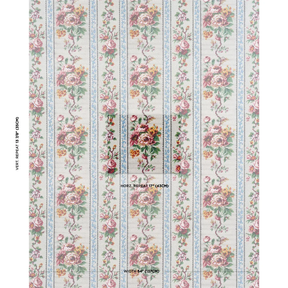 ELIZABETH CHINTZ Fabric – ROSE | Schumacher | Wallpaper Twin ELIZABETH CHINTZ fabric ROSE color by Schumacher