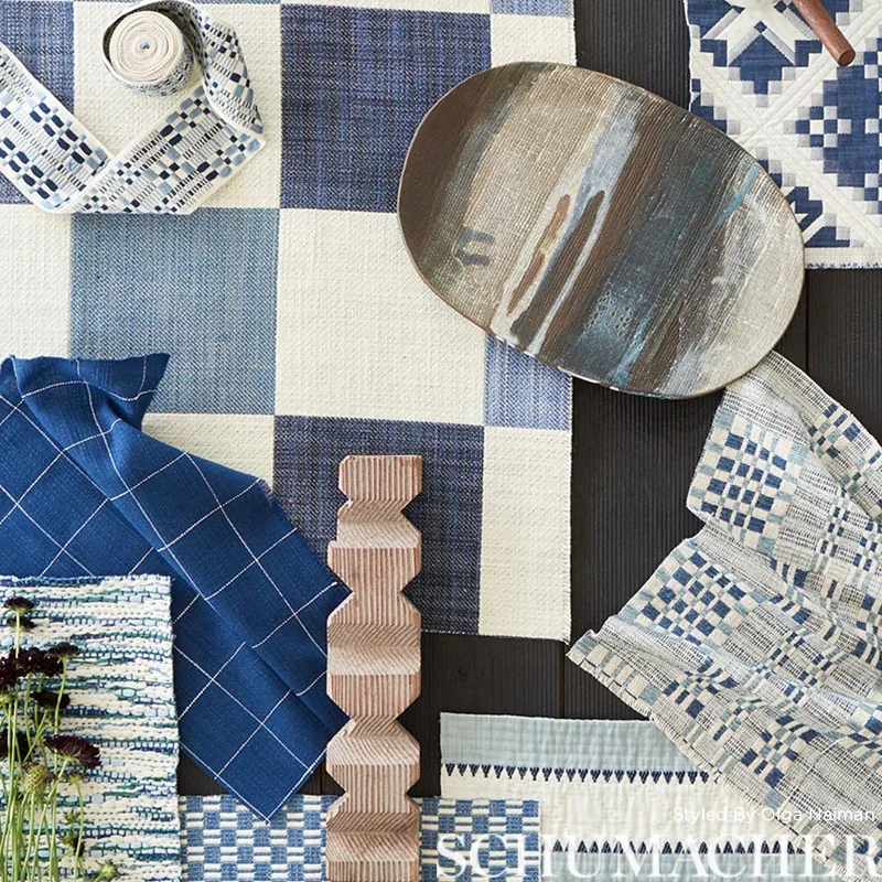 ELKHART fabric BLUE color by Schumacher