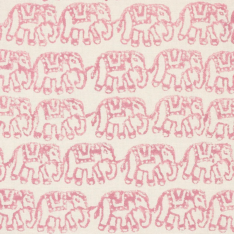 Ellies Hand Block Print Fabric – ROSE | Schumacher | Wallpap Ellies Hand Block Print fabric ROSE color by Schumacher