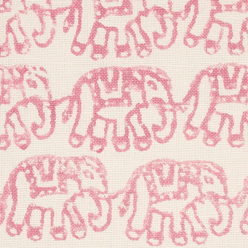 Ellies Hand Block Print Fabric – ROSE | Schumacher | Wallpap Ellies Hand Block Print fabric ROSE color by Schumacher