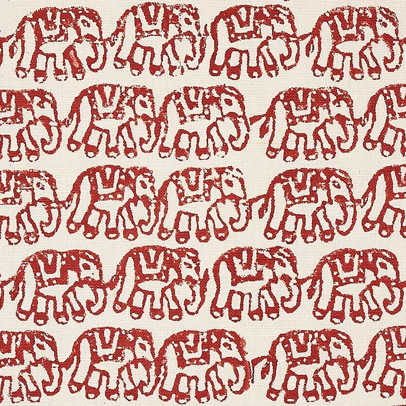 Ellies Hand Block Print Fabric – RUST | Schumacher | Wallpap Ellies Hand Block Print fabric RUST color by Schumacher