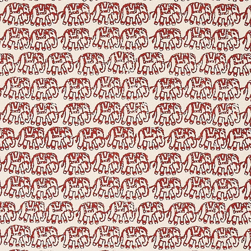 Ellies Hand Block Print fabric RUST color by Schumacher