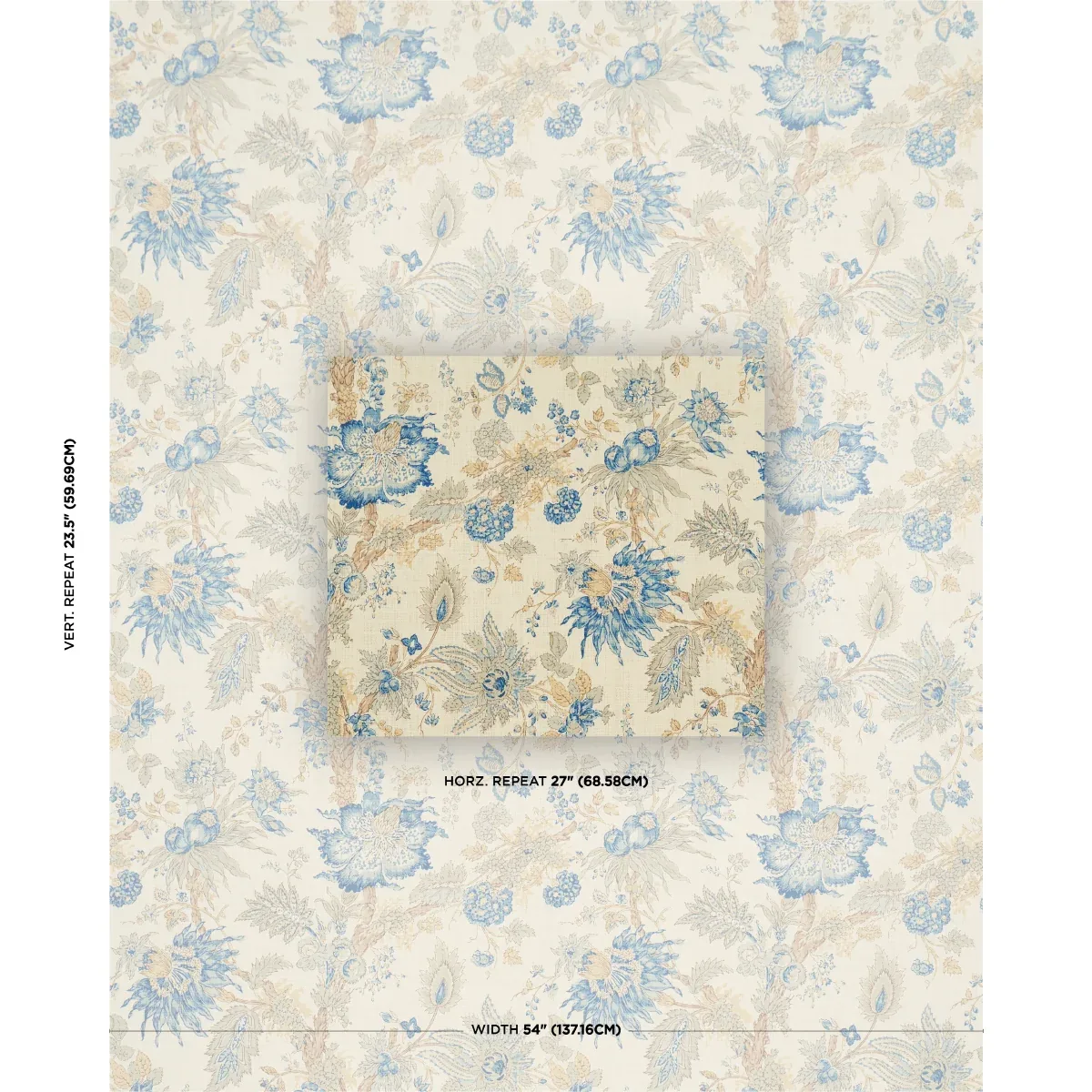 ELLIS FLORAL VINE Fabric – INDIGO | Schumacher | Wallpaper T ELLIS FLORAL VINE fabric INDIGO color by Schumacher