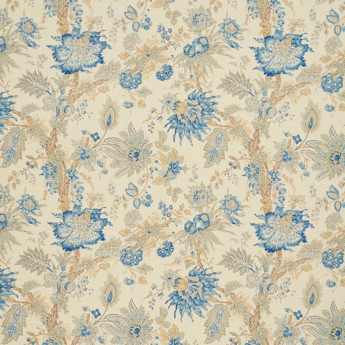 ELLIS FLORAL VINE fabric INDIGO color by Schumacher