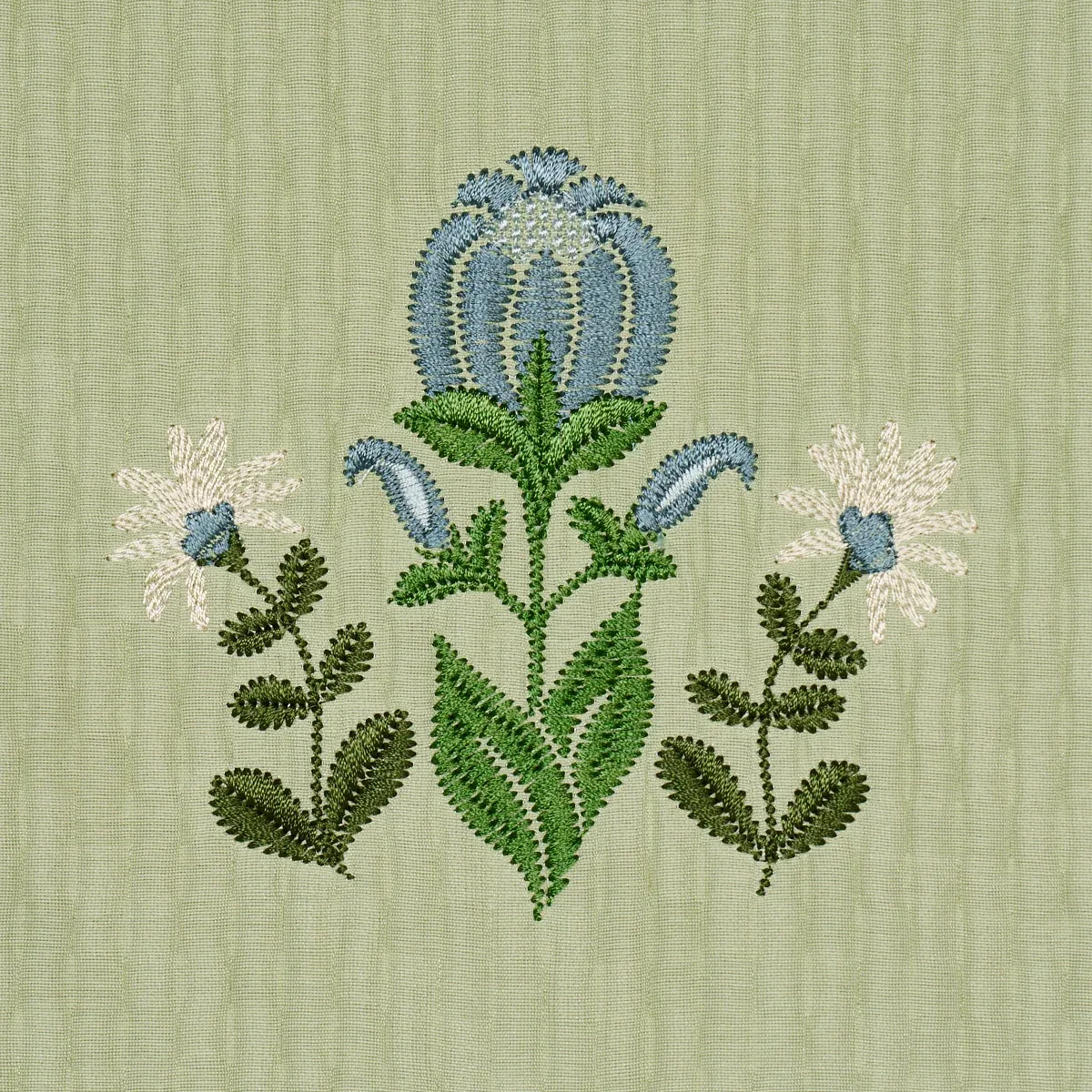 ELMSLIE EMBROIDERY Fabric – LEAF | Schumacher | Wallpaper Tw ELMSLIE EMBROIDERY fabric LEAF color by Schumacher