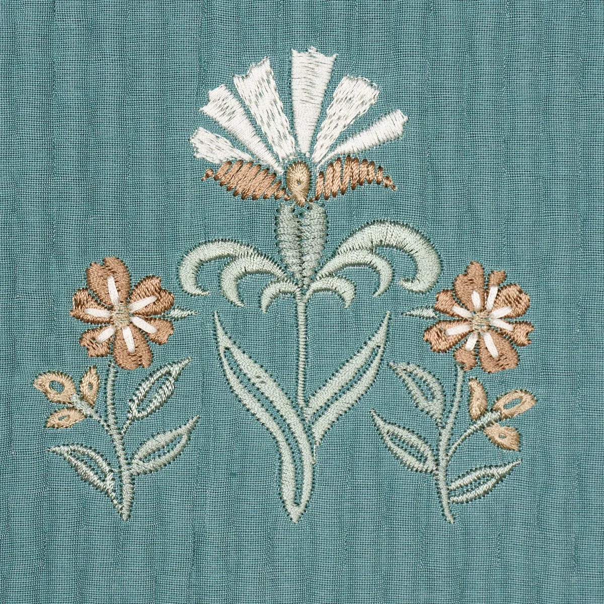 ELMSLIE EMBROIDERY Fabric – TEAL | Schumacher | Wallpaper Tw ELMSLIE EMBROIDERY fabric TEAL color by Schumacher