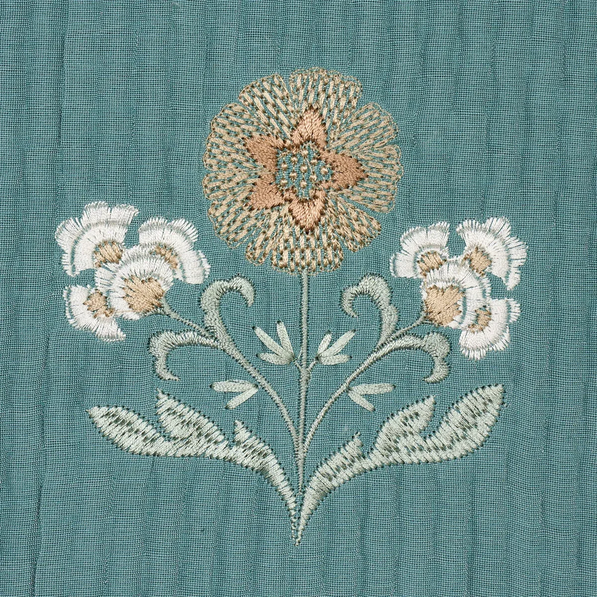 ELMSLIE EMBROIDERY Fabric – TEAL | Schumacher | Wallpaper Tw ELMSLIE EMBROIDERY fabric TEAL color by Schumacher