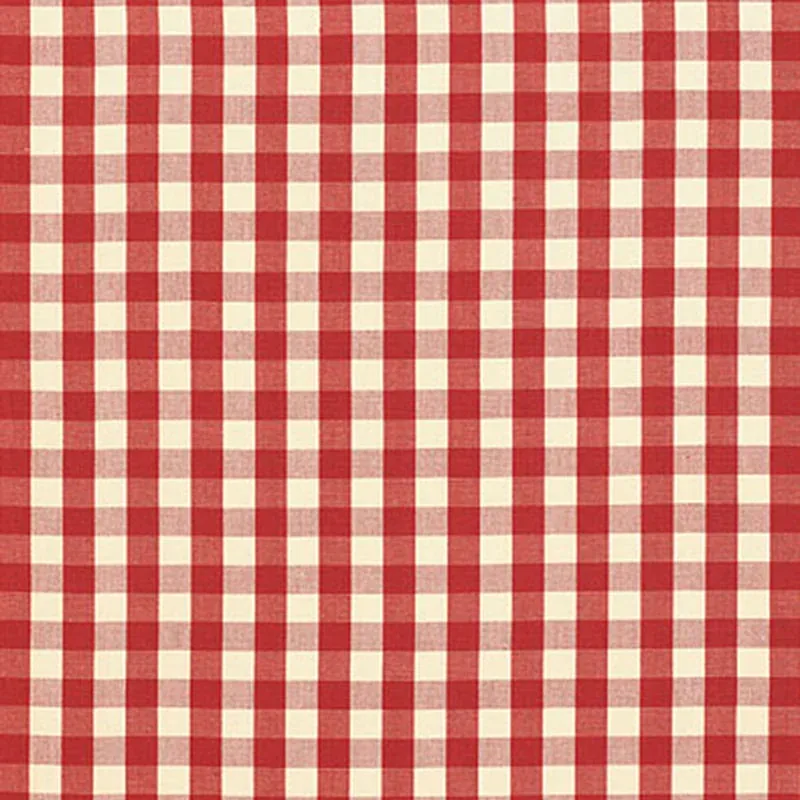 ELTON COTTON CHECK fabric RED color by Schumacher