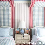 ELTON COTTON CHECK Fabric – SKY | Schumacher | Wallpaper Twi ELTON COTTON CHECK fabric SKY color by Schumacher