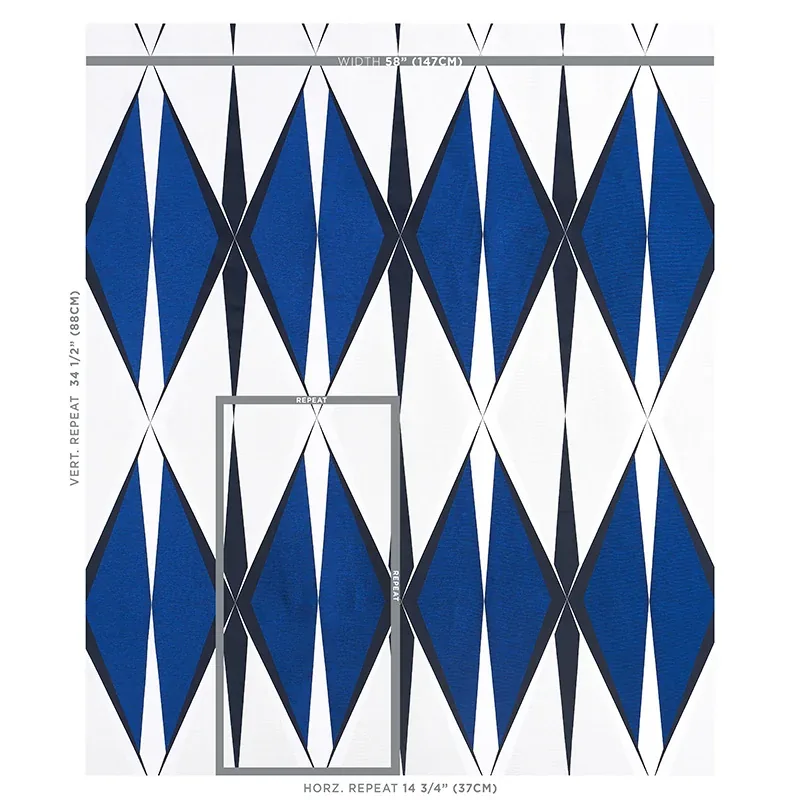 ELVETICO Fabric – COBALT | Schumacher | Wallpaper Twins ELVETICO fabric COBALT color by Schumacher