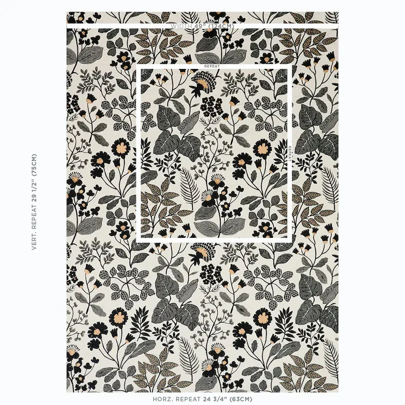 EMALINE EMBROIDERY fabric BLACK color by Schumacher