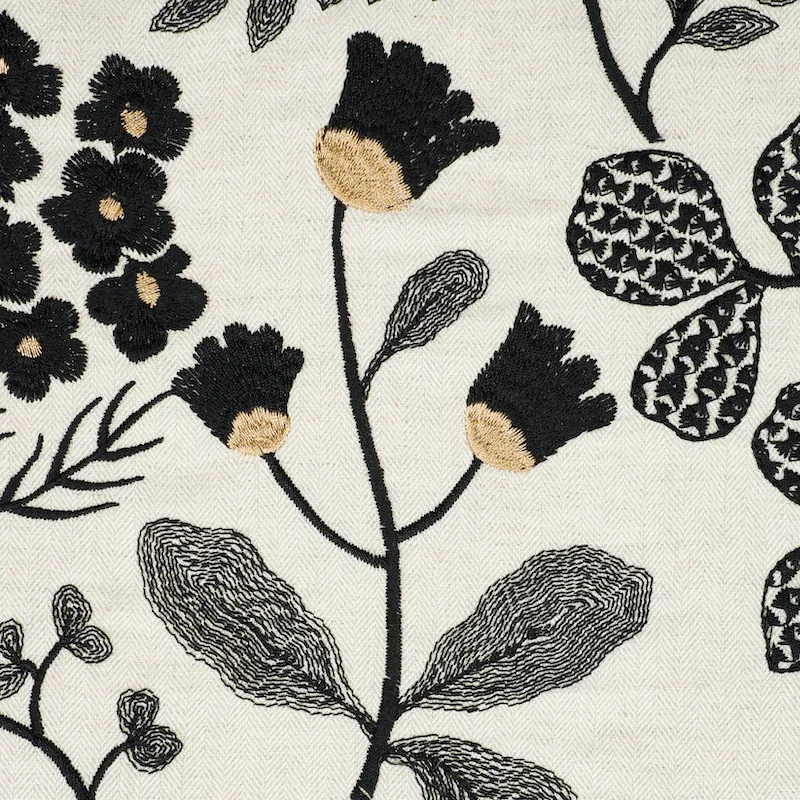 EMALINE EMBROIDERY fabric BLACK color by Schumacher